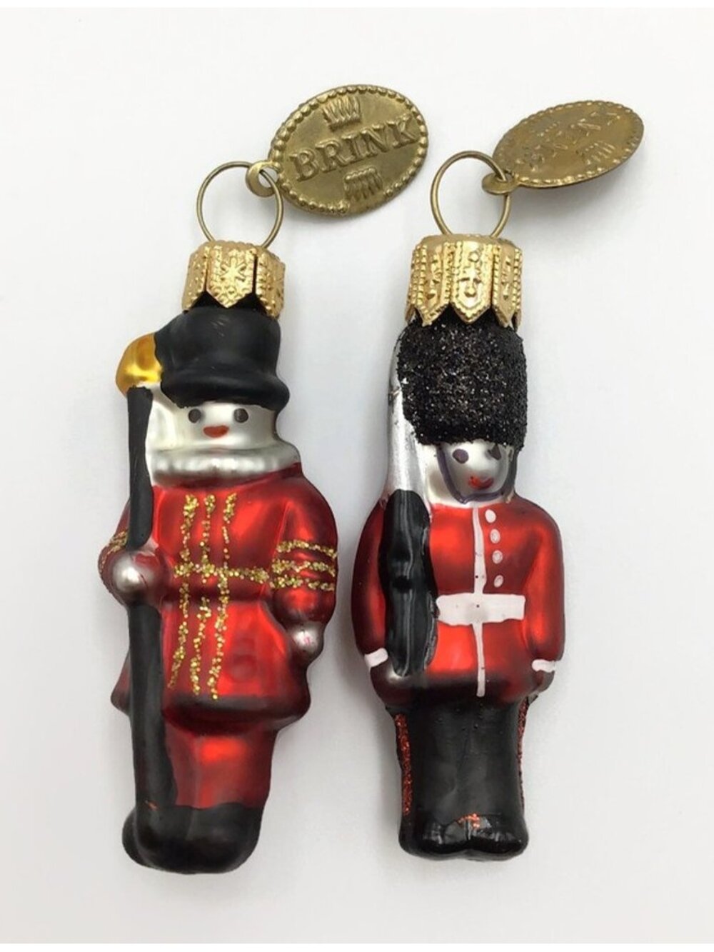 Brink Nordic English Guards Blown Glass Christmas Ornaments Set 2 Collectible